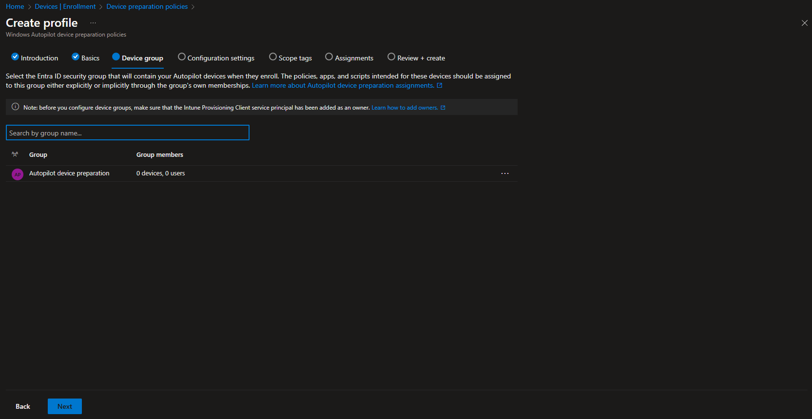 Device preparation policy introduction